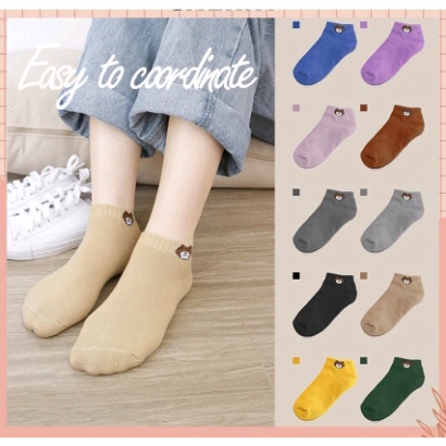 Set 10 đôi tất gấu nữ người lớn cổ ngắn.
