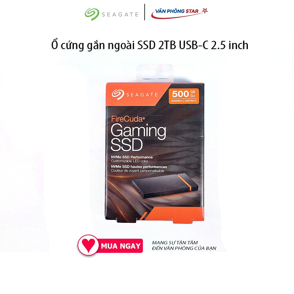 Ổ cứng gắn ngoài SSD 2TB USB-C 2.5 inch Seagate Firecuda Gaming Cổng kết nốiUSB TypeC 3.2 Kim loại nguyên khối