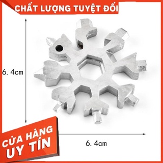 [XẢ KHO+FREE SHIP] Móc Khóa Đa Năng Vặn Ốc Vít  Khui Bia 16 Đầu Hình Bông Tuyết Thép Không Gỉ