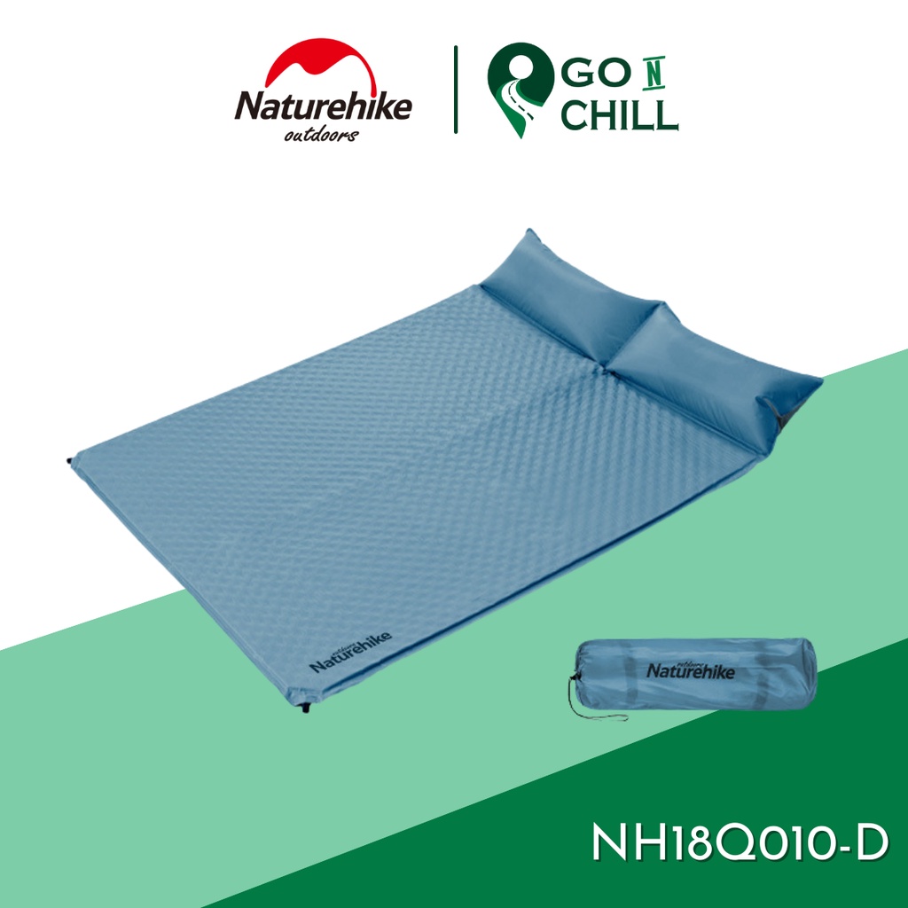Đệm đôi dã ngoại tự phồng kèm gối, nệm tự bơm hơi du lịch Naturehike NH18Q010-D
