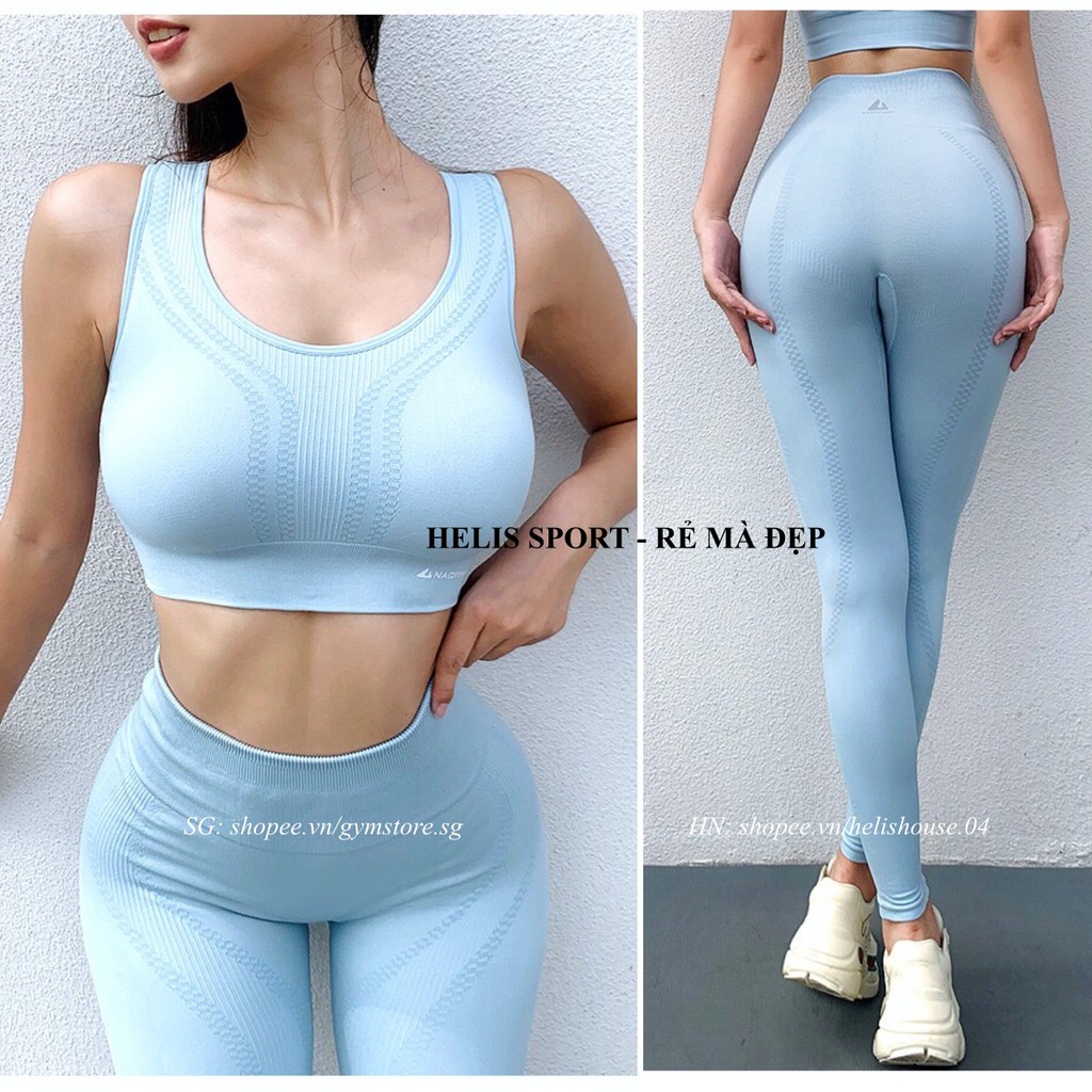 Set bộ đồ tập Naqi Áo bra có mút ngực quần cạp cao tập gym yoga Đồ tập Rẻ Mà Đẹp Shop GYMSTORE 1334