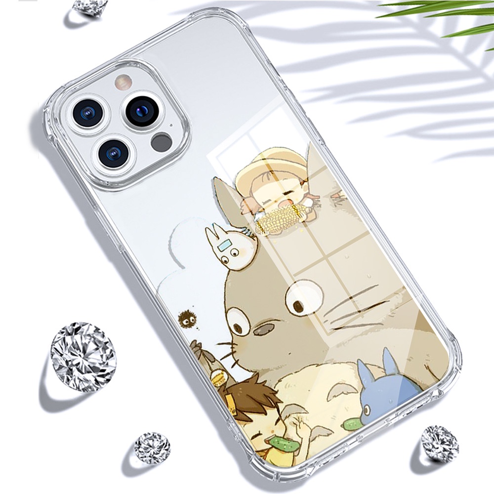 Ốp Điện Thoại Mềm Trong Suốt Chống Sốc In Hình Totoro Cho iPhone X XS Max XR 12 / 13 Mini 7 6 Plus SE 2020