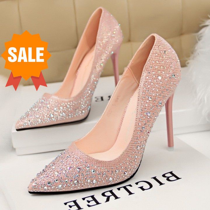 305-1  GIÀY CAO GÓT BIGTREE ĐÍNH ĐÁ CHÍNH HÃNG