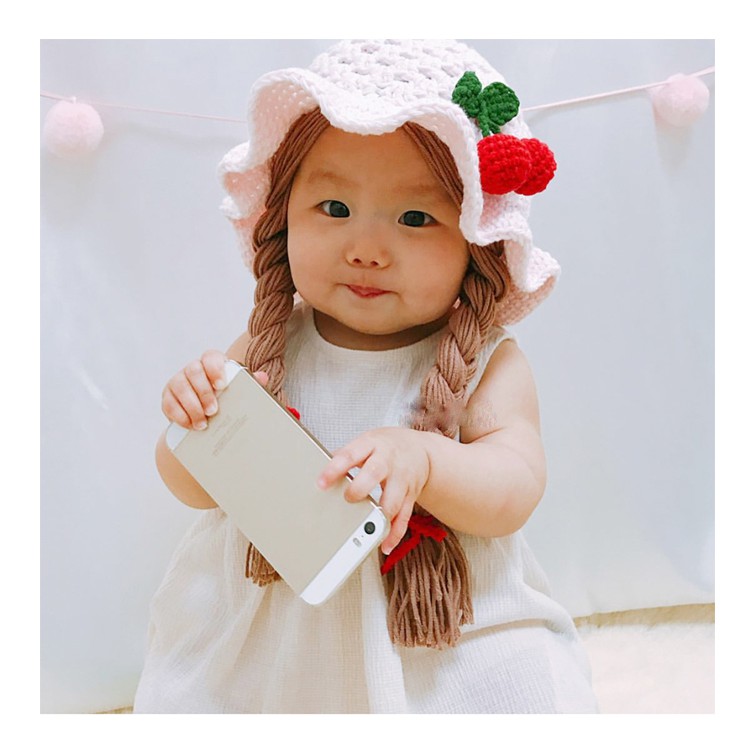 Nón bèo len bím dài quả cherry