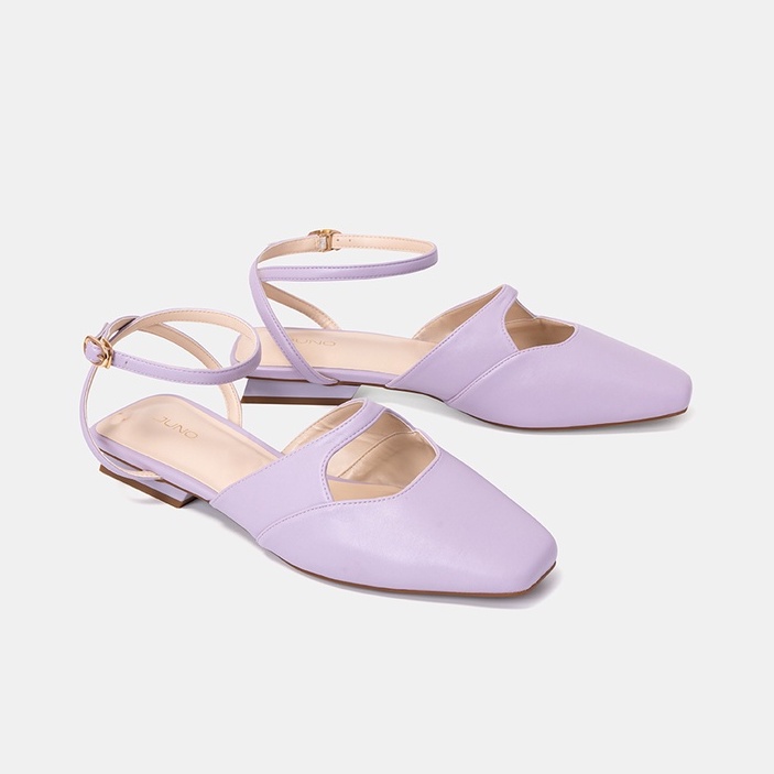 Giày Búp Bê Nữ 3cm Thời Trang JUNO Mũi Vuông Quai Mảnh BB03089