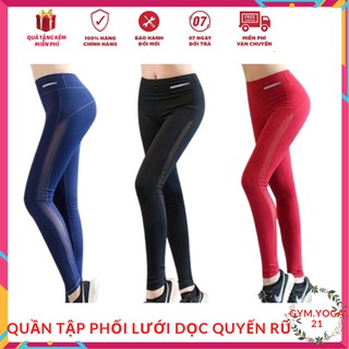 quần tập yoga nữ phối lưới dọc quyến rũ đồ thể thao nữ tôn dáng cực kỳ hàng nhập cao cấp-CR036