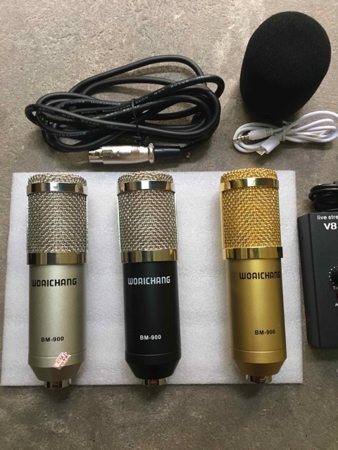 [Freeship toàn quốc từ 50k] Combo full phụ kiện Sound V8 và Mic Bm900 ( 5 món).