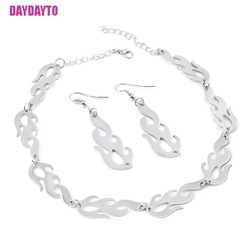 Vòng Cổ Choker Kim Loại Hình Ngọn Lửa Phong Cách Punk Hip Hop