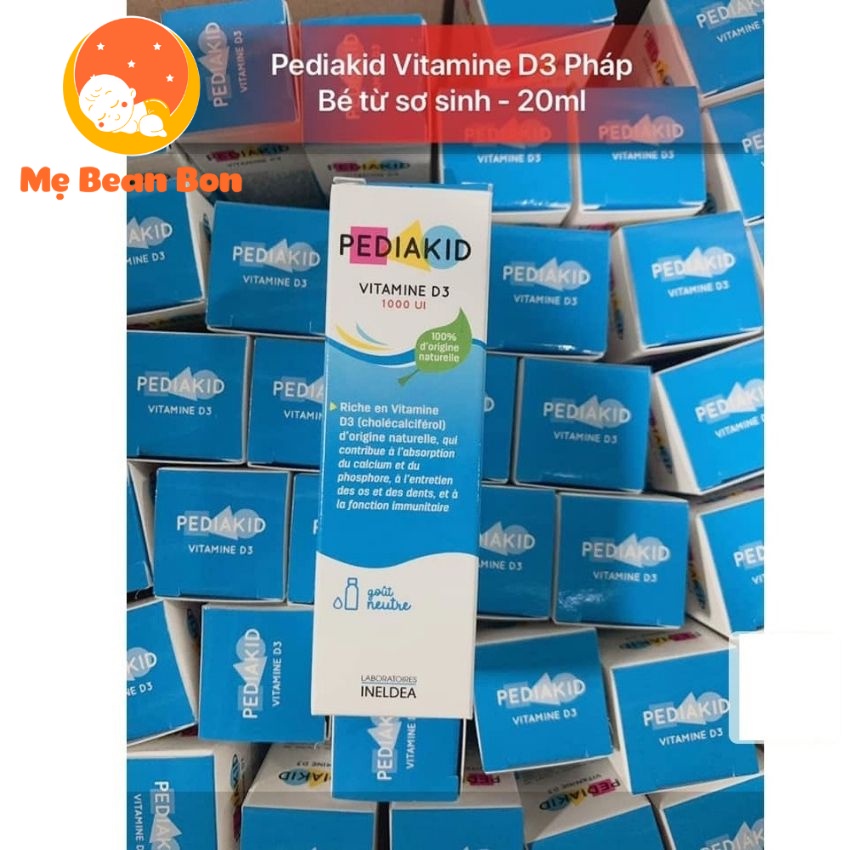 Vitamin D3 Pediakid Pháp 20ml dạng giọt hấp thụ canxi phát triển xương răng cho bé từ sơ sinh - mẹ bean bon