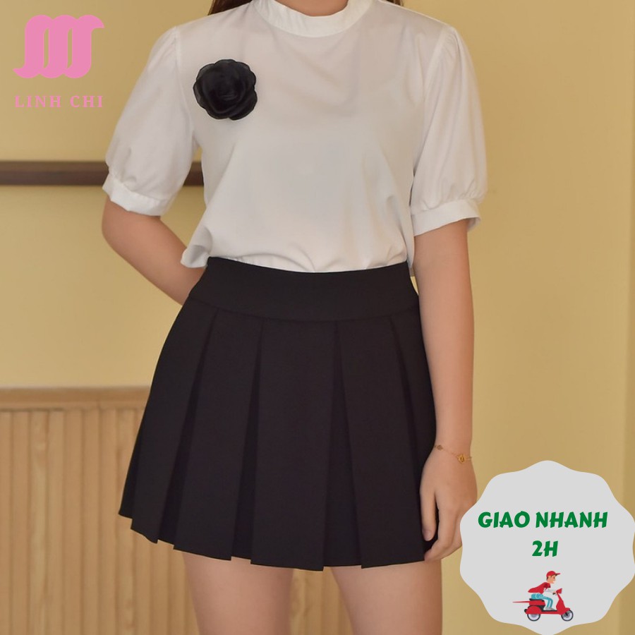 [GIÁ CỰC SỐC CHỈ HÔM NAY ] Chân váy xòe xếp ly dáng ngắn vải tuyết mưa loại 1 màu đen có quần trong và túi 2 bên CVXD003 | BigBuy360 - bigbuy360.vn