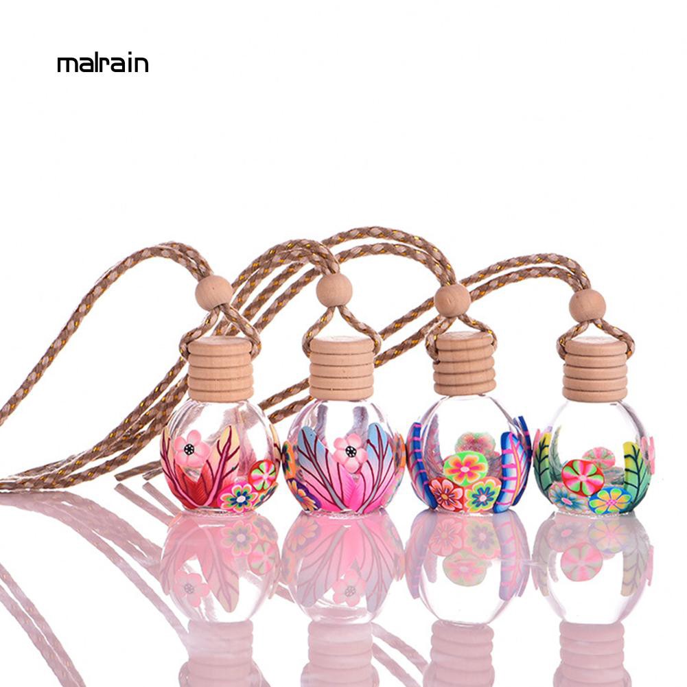 Lọ Nước Hoa Rỗng Dạng Treo In Họa Tiết Hoa Cho Xe Hơi