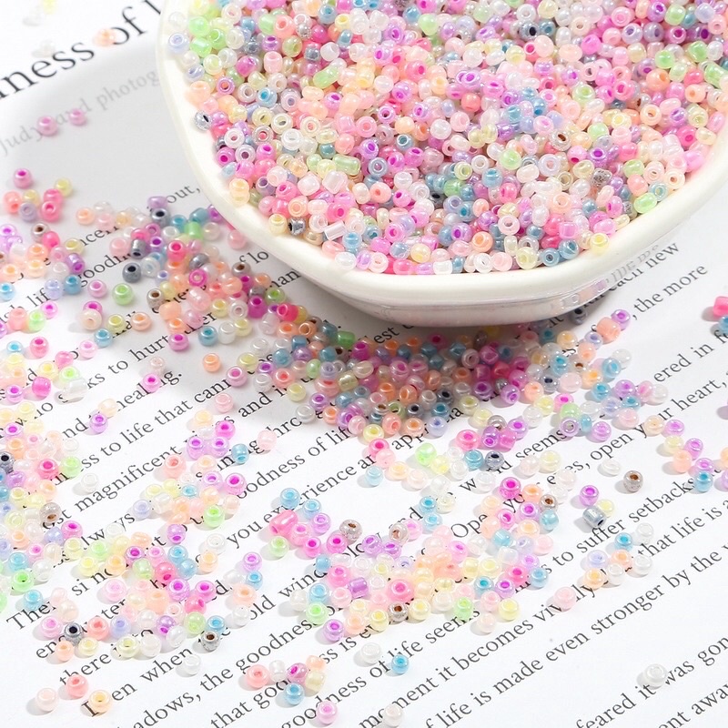 50g Hạt Cườm Tấm Nhiều Màu 3MM Dùng Làm Trang Sức Xỏ Vòng Tay