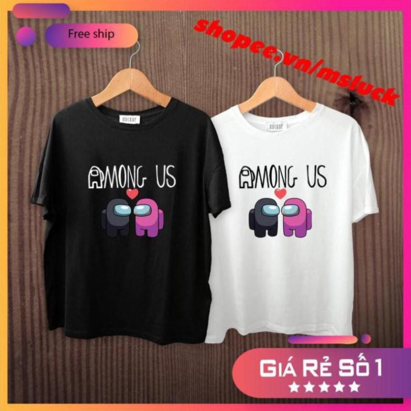 Áo among us, áo thun among us, vải cotton mát mịn, size trẻ em, người lớn, bigsize, áo đen in Pet nổi cực đẹp