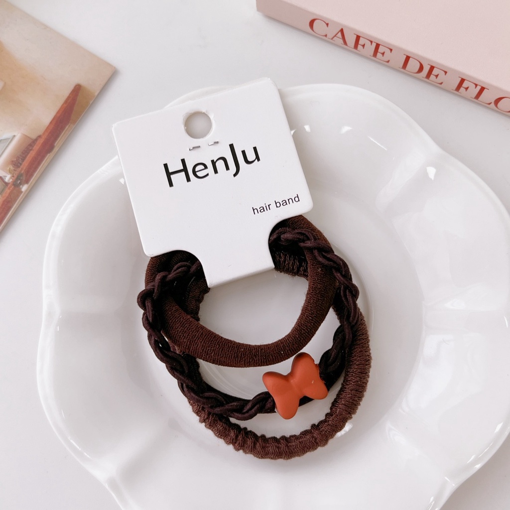 Set 4 Dây Cột Tóc Cao Su Co Giãn Đính Nơ Đơn Giản Phong Cách Hàn Quốc