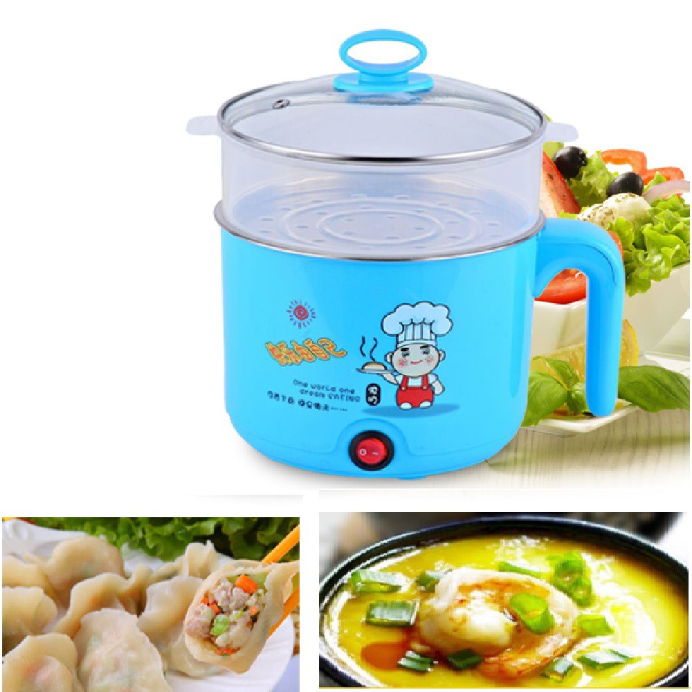 Nồi lẩu điện mini 2 tầng có lồng hấp 18cm mã 15002