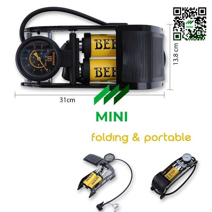 Bơm hơi đạp chân 2 xi lanh BEE J44B-01
