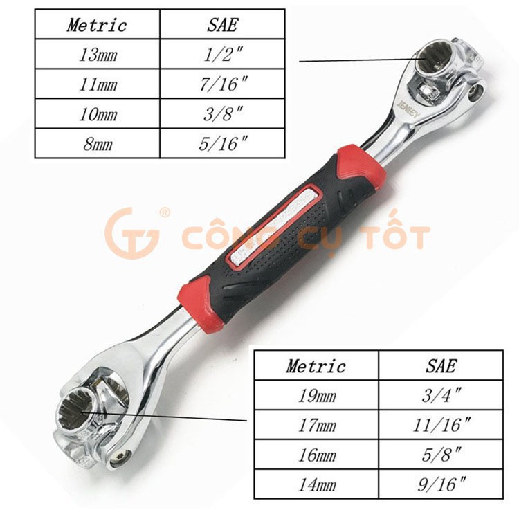 Bộ Cờ Lê Đa Năng Tiger Wrench 2 Đầu 8 Kích Thước 48 Trong 1, Chất Liệu Hợp Kim Thép Không Gỉ, Chất Lượng Cao - Z1