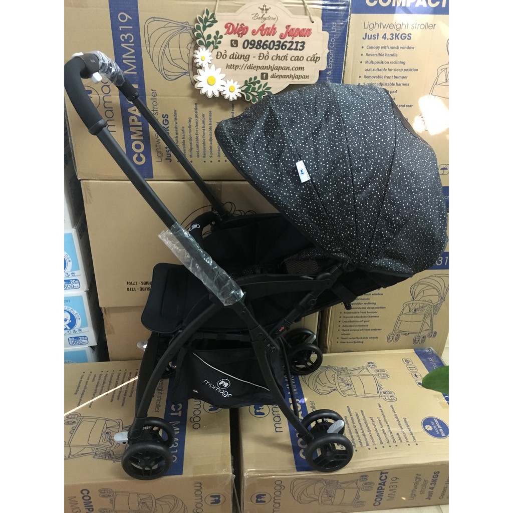 Xe đẩy Kids Plaza Compact 319 (tên cũ Mamago Compact 319)màu đen 319 Linen màu đỏ đen