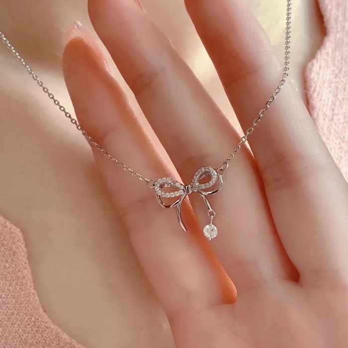 Dây chuyền nữ Madeline V57 mặt nơ đính đá dể thương xinh xắn