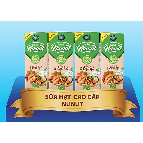Combo 12 hộp sữa nước Nunut 8 loại hạt ít đường giúp giải toả mệt mỏi bổ sung dinh dưỡng (180ml)