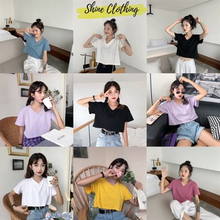 [ Inbox trước để chọn màu] Áo Crop top thun gân , thun trơn xinh xắn Shine Clothing