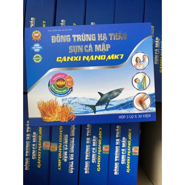 Viên uống Đông trùng hạ thảo Sụn cá mập Canxi nano MK7 - Hộp 2 lọ cao cấp x 30 viên