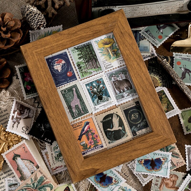 Set 46 miếng dán trang trí sổ lưu niệm phong cách vintage nhiều kiểu tùy chọn