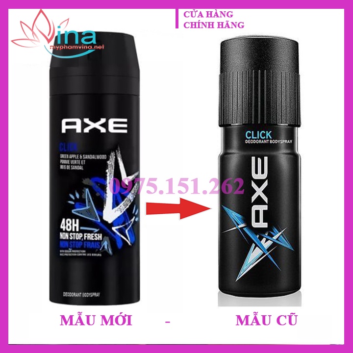 Xịt khử mùi Axe Click hương Nam tính chai 150ml