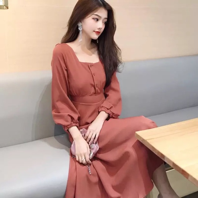 Váy hồng đỗ vintage