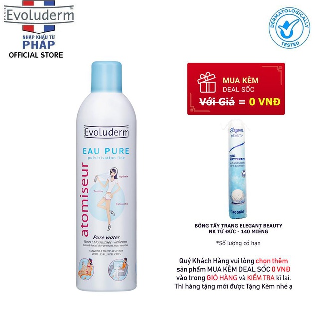 Xịt khoáng Evoluderm Atomiseur Eau Pure 400ml