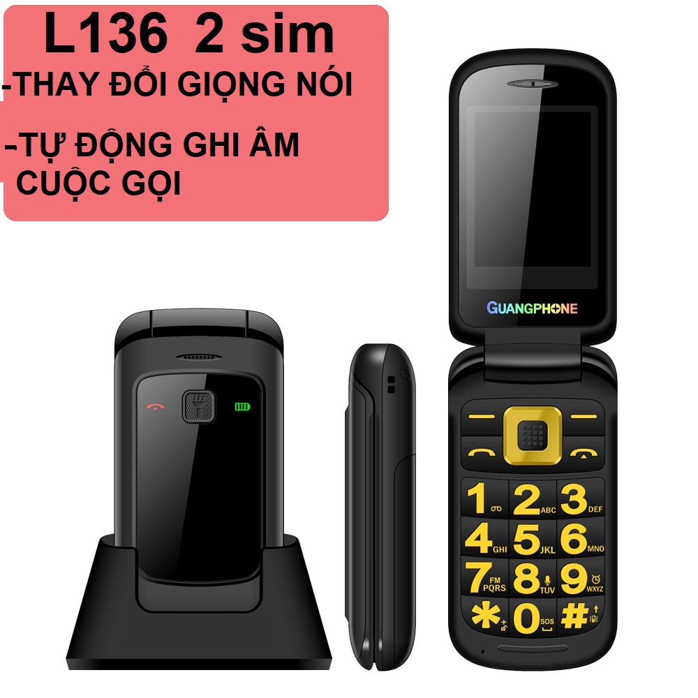 Điện thoại THAY ĐỔI GIỌNG NÓI L136 2sim - TỰ ĐỘNG GHI ÂM CUỘC GỌI, PIN 3800 mah