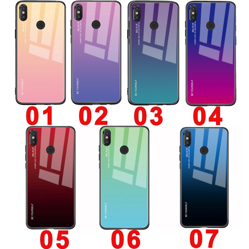 Ốp điện thoại kính cường lực màu sắc Gradient thời thượng chống sốc cho Xiaomi Mi5X Mi6X A1 A2 Lite Mi6 Mi8 Note 6 5 pro