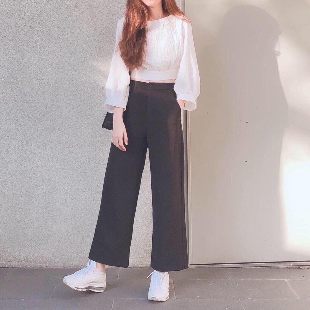 SET ÁO VOAN THẮT NƠ LƯNG MIX QUẦN ỐNG SUÔNG ỐNG SỚ ULZZANG -(Sắn) | BigBuy360 - bigbuy360.vn