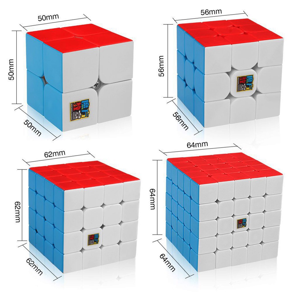 Combo 4 Khối Rubik Gift Box 2x2 3x3 4x4 5x5 Stickerless