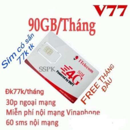 Sim 4G - ( CHỌN SỐ ĐẸP ĐỒNG GIÁ 300K ) vinaphone - Itel CÓ GÓI 90gb/tháng + free gọi vina giống sim vd89 - vd149 - v90