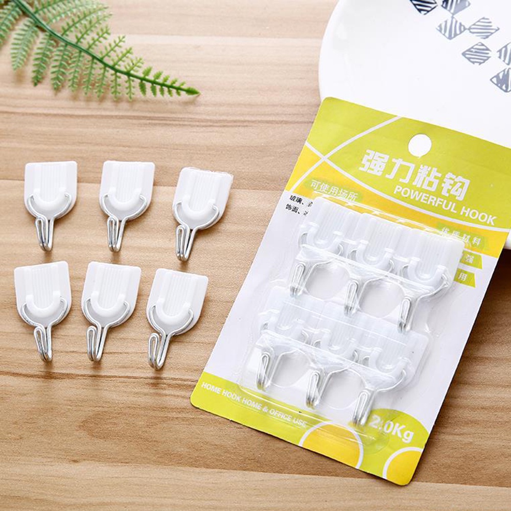 Set 6 móc nhựa hình chữ U treo đồ dán tường chắc chắn tiện dụng