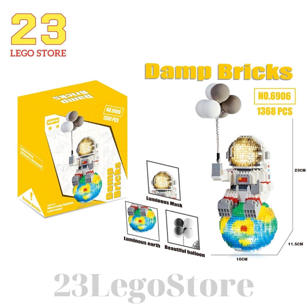 Bộ đồ chơi lắp ghép Phi hành gia Cầm bóng bay Balloon Astronaut, tặng kèm đèn led phát sáng