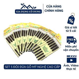 Set 5 đôi đũa gỗ trường sơn loại cao cấp được thủ công mỹ nghệ tỉ mỉ