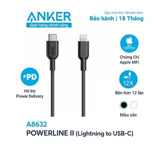 Cáp sạc anker usb type c to lightning chuẩn mfi cho iphone powerline ii 0.9m - a8632 - hàng chính hãng