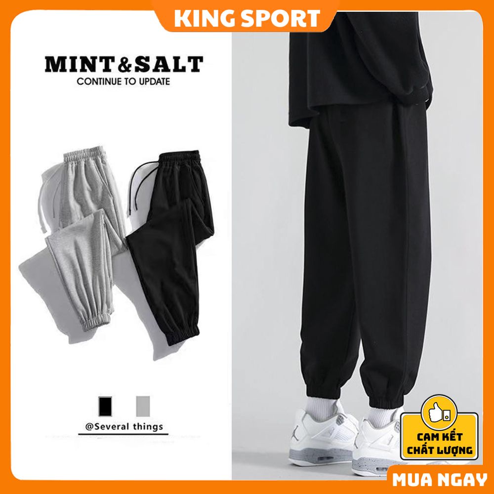 Quần jogger ống rộng unisex KING SPORT bo gấu dáng thể thao suông nam nữ nỉ cao cấp da cá bigsize thu đông basic | BigBuy360 - bigbuy360.vn