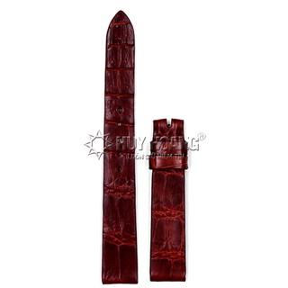 Dây đồng hồ da cá sấu màu nâu đỏ ph8205