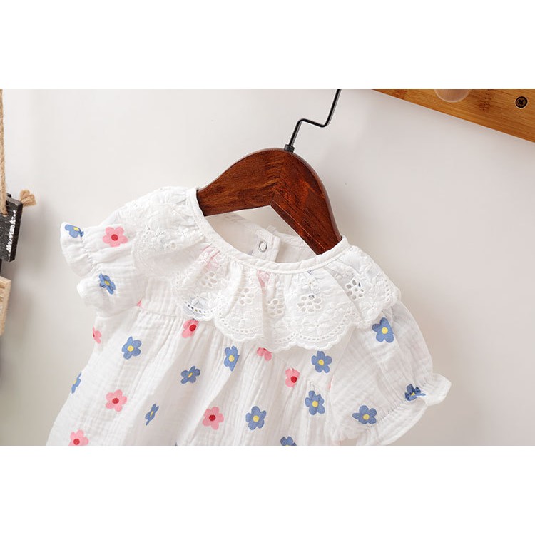 Jumpsuit Cổ TròN Ren Hoa Dễ Thương Cho Bé GáI 0704
