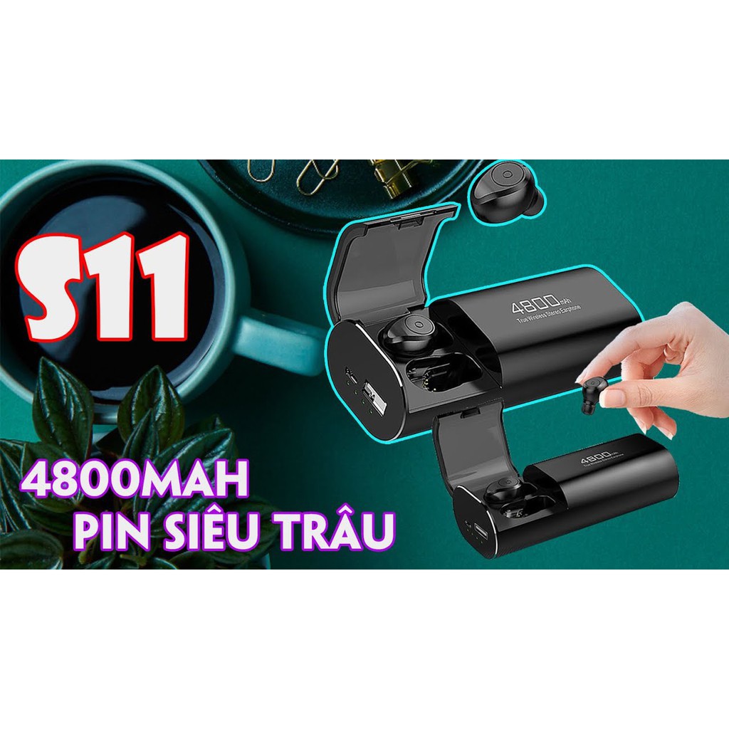 Tai nghe Bluetooth Không Dây Nhét Tai Kiêm Sạc Dự Phòng Amoi S11 TWS Nâng Cấp Hơn i7, i9, i12, F9, F9 Pro YacoldShop