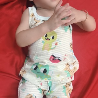 Bộ cotton tre ba lỗ size nhí