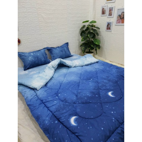 Bộ 5 ga gối và chăn phao poly cotton chần bông dày loại 1 mềm êm được chọn mẫu