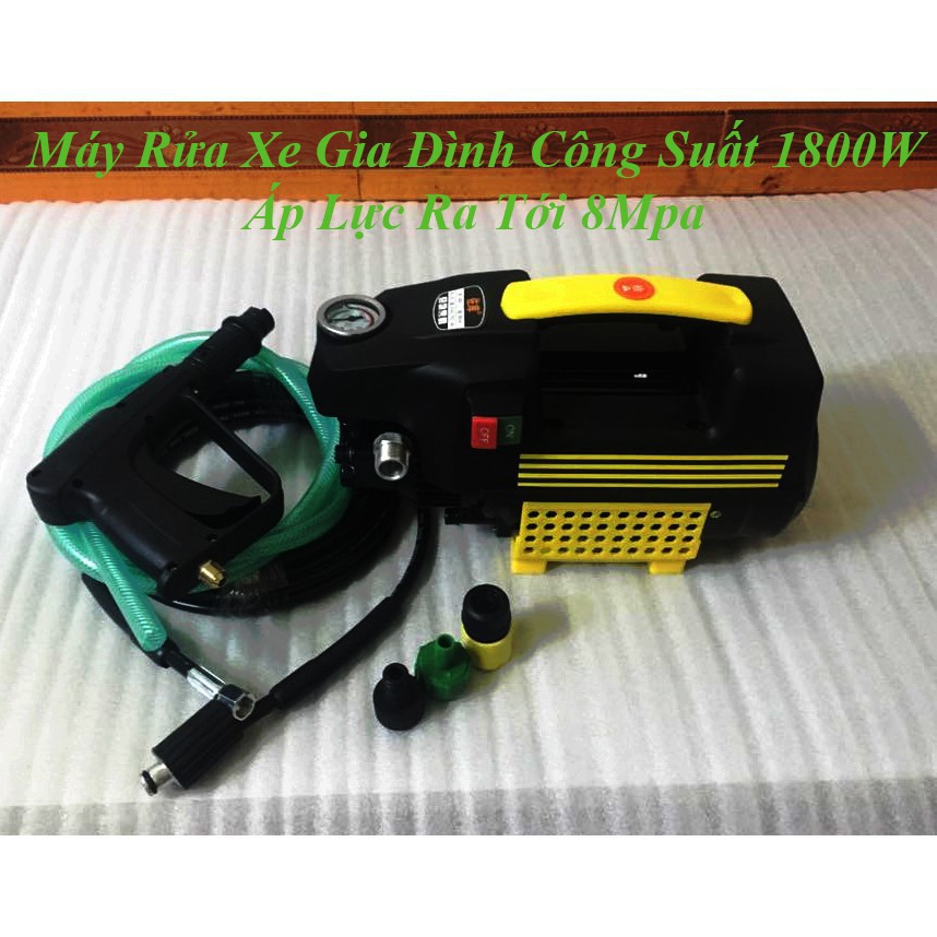 Máy xịt rửa mini - máy rửa xe sakura - 1800W, súg phun dài nửa mét - motor từ- tự hút nước