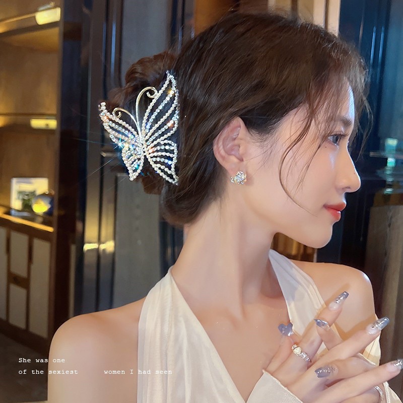 Kẹp Tóc Kim Loại Hình Bướm Sang Trọng Bằng Hợp Kim Cho Nữ