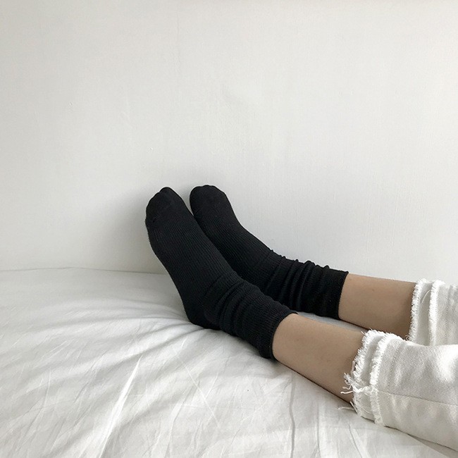 Tất Nữ Cổ Cao Cotton Màu Trơn Phong Cách Hàn Quốc Vớ Cao Cổ Nữ Nhiều Màu Hàn Quốc