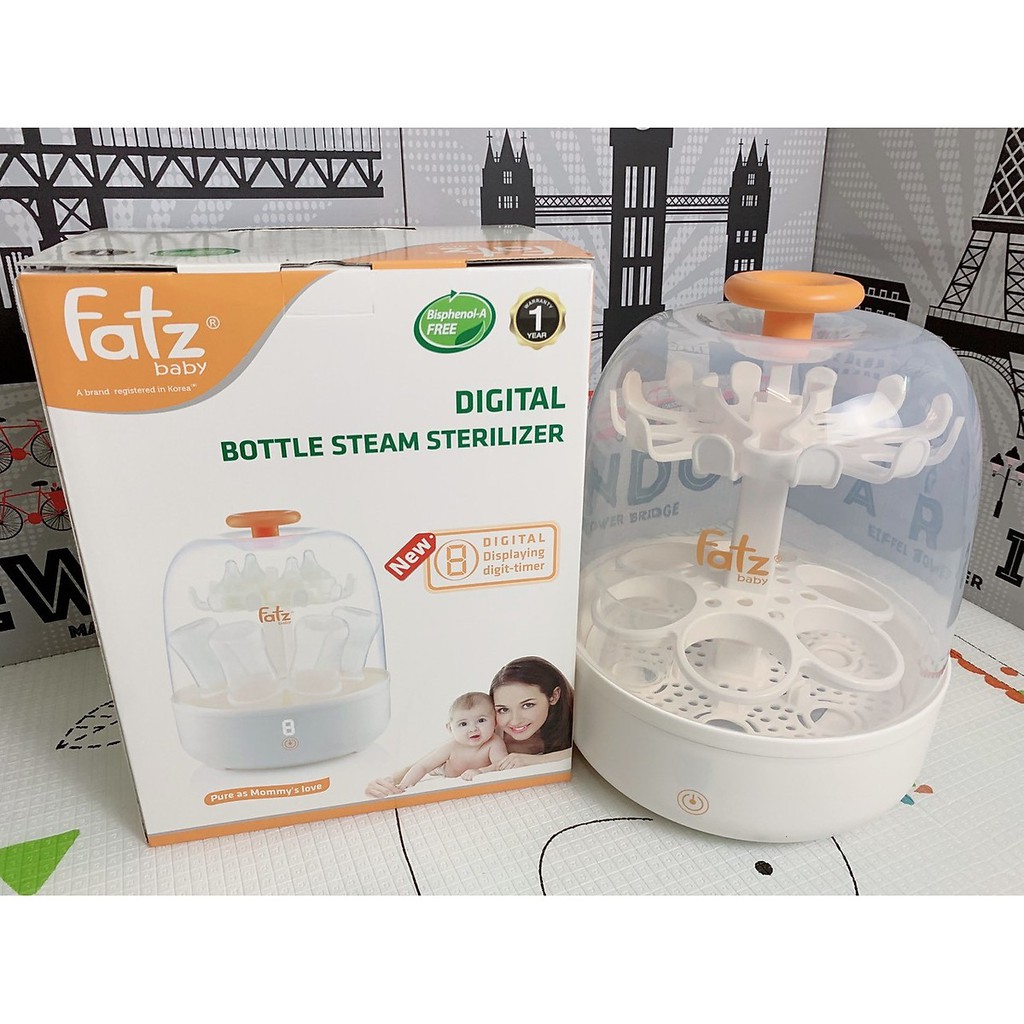 [TẶNG QUÀ] Máy tiệt trùng 6 bình sữa hơi nước điện tử FATZBABY - FATZ FB4037SL- Tặng kèm 1 hộp 10 túi trữ sữa UNIMOM