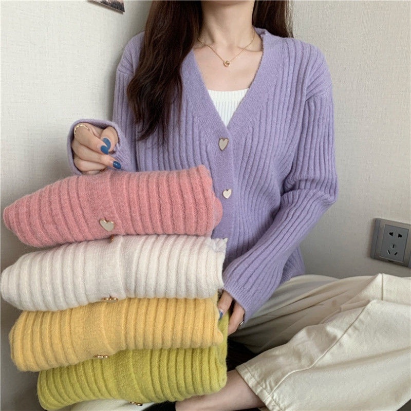 Áo Khoác Cardigan Dệt Kim Tay Dài Thiết Kế Mới Thời Trang Dành Cho Mùa Thu